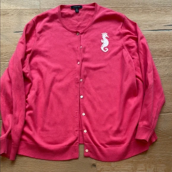 Lands' End Pink Knit Cartigan - Picture 1 of 2